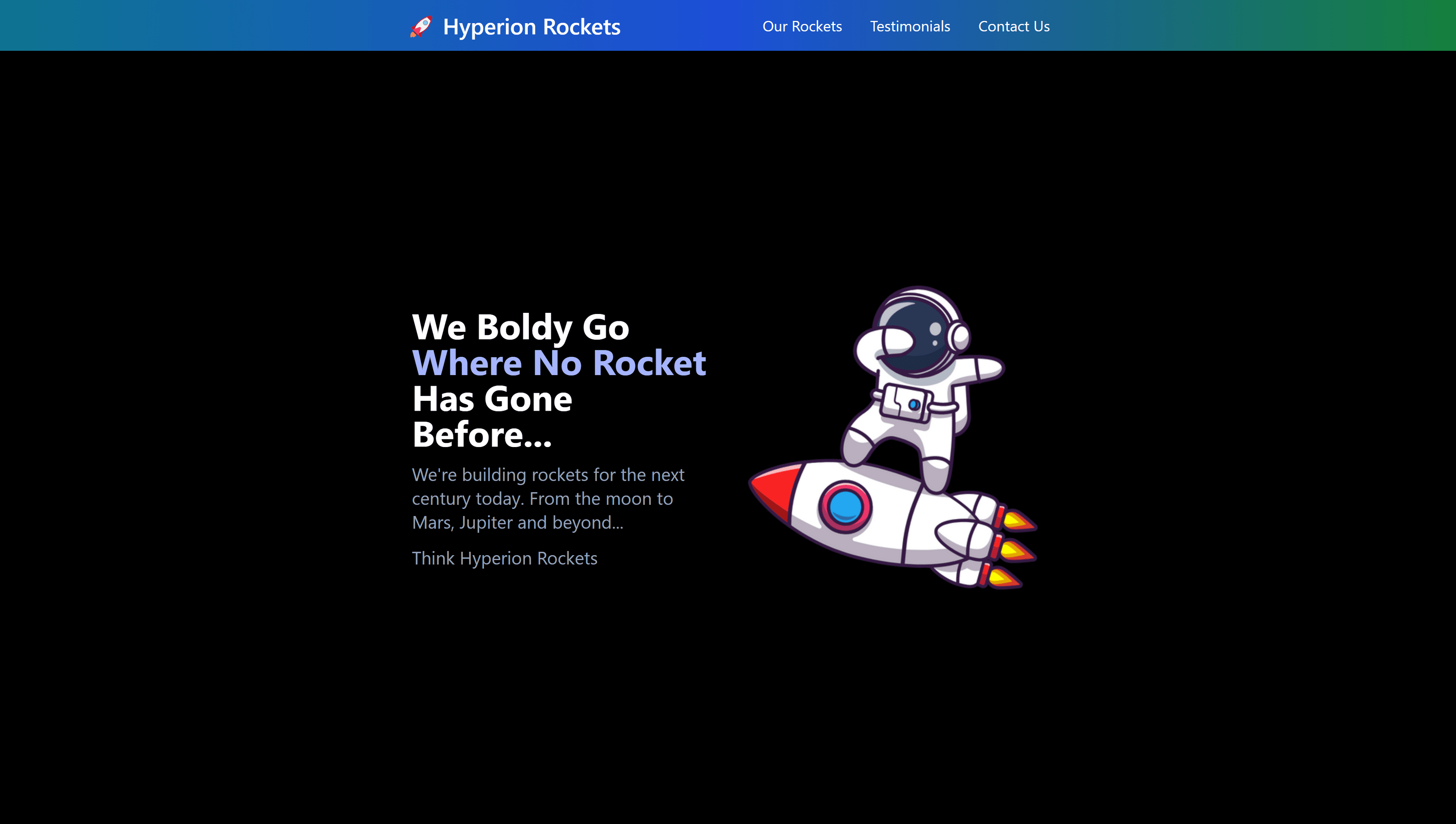 Project Hyperion Rocket Website View